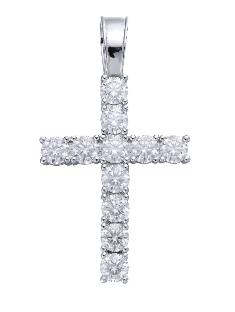 MOISSANITE Iced Out Tennis Cross Pendant 925 Silver NEW